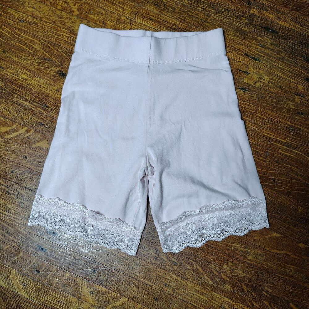 Baby Pink Lace Trimmed Leggings Shirts Balletcore Coquette Sz S/T722
